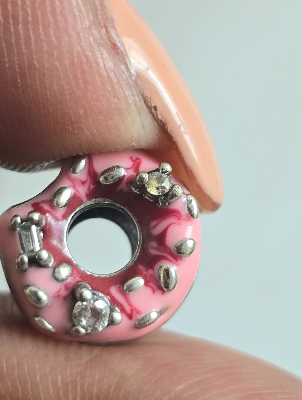 Pink Crystal Donut Charm Bead - Women's Jewelry